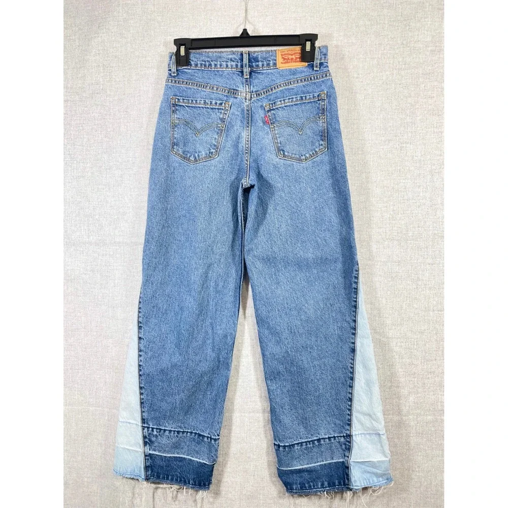 Levi‎ Strauss Girls  Color block High Rise Baggy Jeans Light Wash Size 12 Rodeo